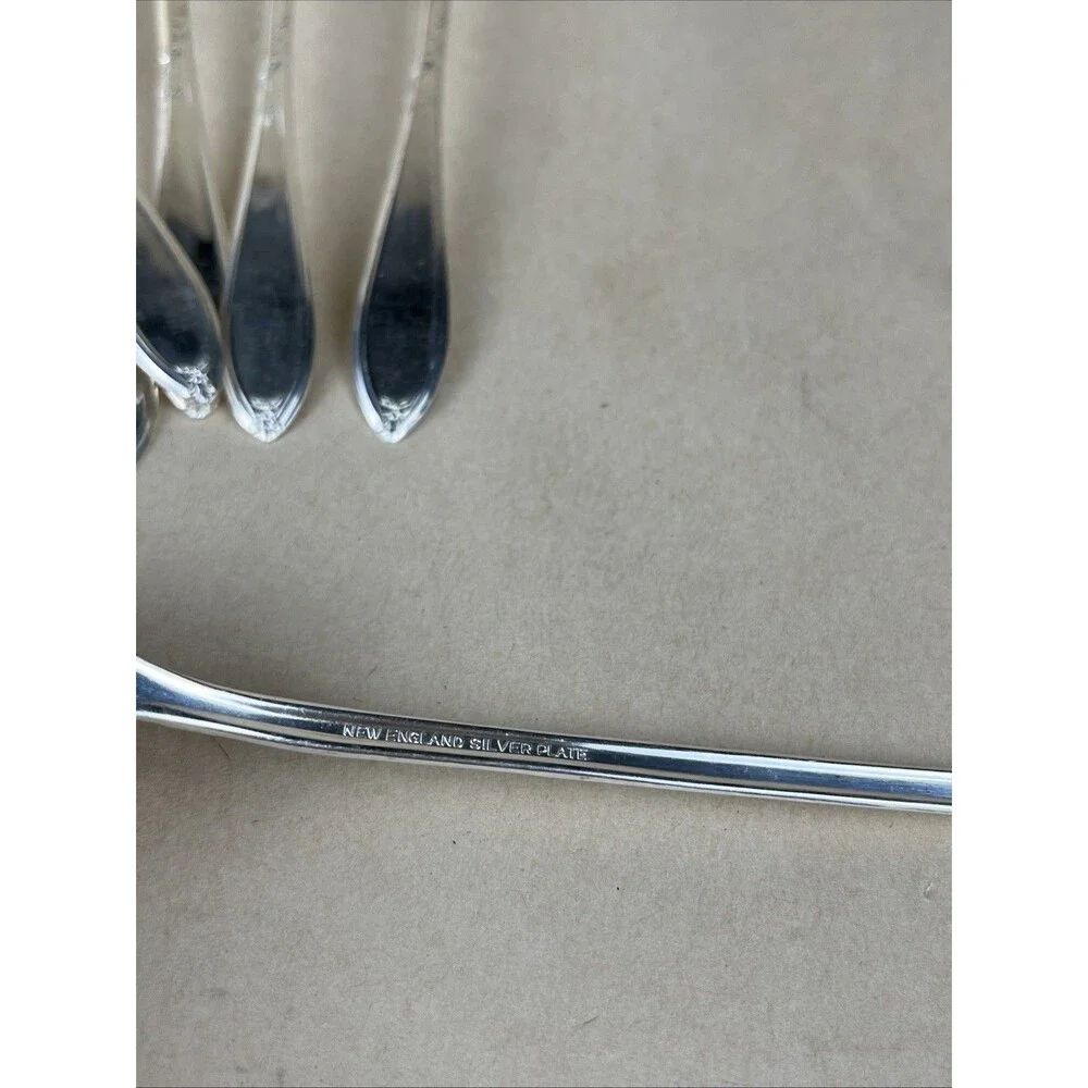 NEW ENGLAND SILVER PLATE 1919 ROSEMARY‎ 6 ICED TEA SPOON & 4 Serving Spoon